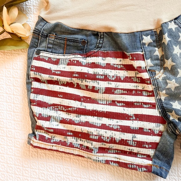 DenimDIVA Stars and Stripes Patriotic Flag Maternity Jean Shorts Size M - Picture 4 of 6